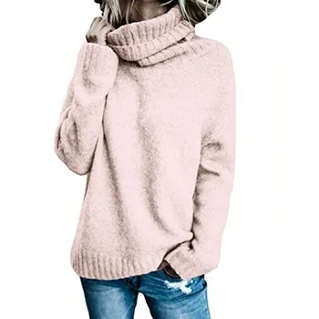 2020 Toamna Și Iarna pentru Femei Sacou Casual cu Maneca Lunga de Moda de Înaltă Gât Rotund Pulover de Culoare Solidă de Mari Dimensiuni Femei Vrac