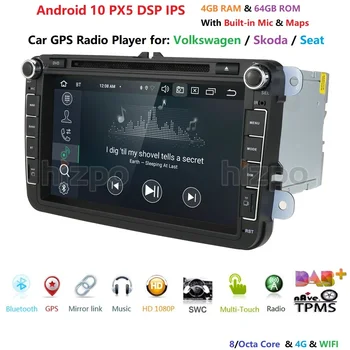 8 inch Android 10 RAM 4GB ROM 64GB Mașină Player Multimedia Player pentru VW Golf 5 Caddy Passa B6 Seat Leon GPS WIFI DVD Auto