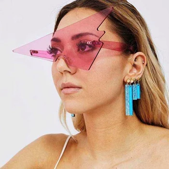 DECI&EI de Moda Supradimensionate Triunghi ochelari de Soare Femei Epocă fără ramă-O singură Bucată Ocean Limpede Lentile de Ochelari de Oameni Nuante Unice Ochelari