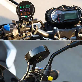 Trei-În-Unul Motocicleta Ceas Electronic Ceas LED-uri Voltmetru, Termometru rezistent la apa Praf-dovada LED Display Digital Universal