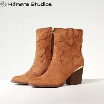 Hemera Studios cizme de cowboy pentru femei 2020 cizme de iarna camperas cu fermoar toc noua colectie
