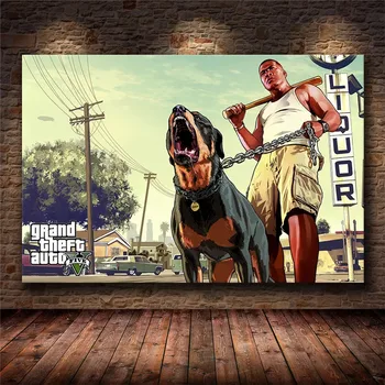 Joc Poster Grand Theft Auto V GTA 5 Arta Panza de Imprimare Pictura Poze de Perete Pentru Camera Home Decor Decor de Perete Fara Rama
