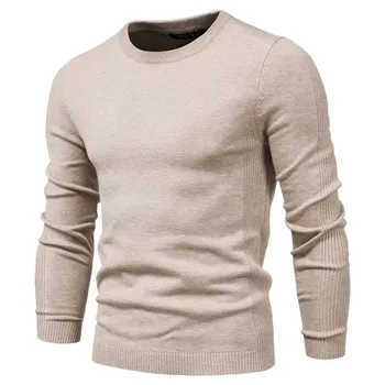 2020 toamna noua casual culoare solidă lână grosier de moda pentru bărbați subțire U-gât pulover pulover bărbați