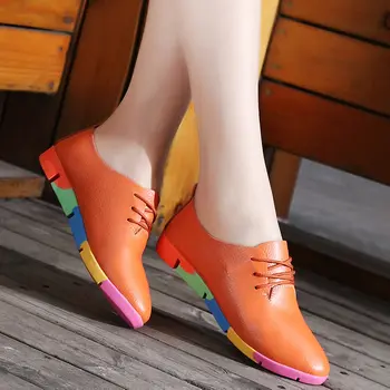 Pantofi femei 2021 moda colorate unic respirabil piele naturala balerini pantofi de femeie tenis feminino doamnelor mocasini pantofi plus dimensiune