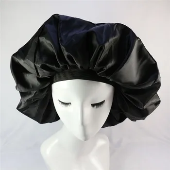 Imixlot Simplu Culoare Negru De Îngrijire A Părului Lung Femei La Modă Satin Capota Capac Somn De Noapte Pălărie De Mătase Capac Folie Cap