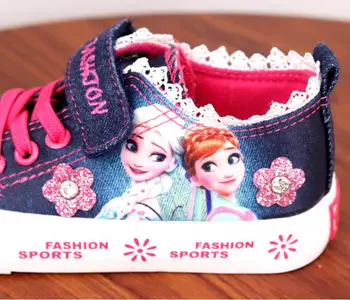 Pantofi Fete Pentru Copii De Moda Elsa Anna Copii Pantofi Congelate Denim Pânză Copiilor Fată De Pantofi Adidași