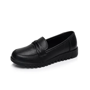 ZZPOHE Femei pantofi de Primăvară moale cu talpi mama singur negru pantofi de piele non-alunecare casual, confortabil de vârstă mijlocie doamnelor pantofi plat