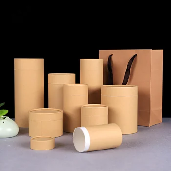 10buc reciclat carton kraft maro tub de hârtie eco ambalaje de hârtie borcan cilindru organice cutii rotunde de discuții tuburi poștale tobe