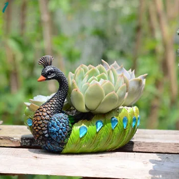 Rășină Peacock Garden Decor Bonsai Ghiveci Anti-radiații Plante Suculente pot Cultură Artă Creativă