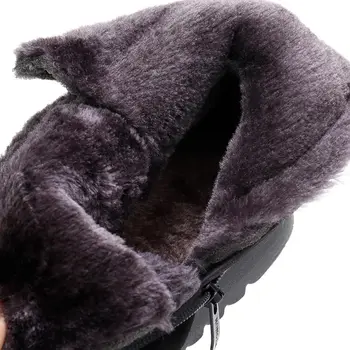 Adidași de piele de căprioară femei cizme de zăpadă 2021 solid plat cu pluș cald cizme de zapada pentru femei cu fermoar pantofi casual femei de iarnă cizme glezna
