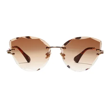 Noi Doamne Elegante Ochi de Pisica ochelari de Soare pentru Femei Brand Designer F de moda de Cristal Ochelari de Soare de sex Feminin de Ochelari fără ramă Nuante