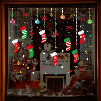 DIY de Crăciun Autocolante de Perete Fereastra de Sticlă a Festivalului de Decalcomanii Santa picturi Murale Anul Nou, Decoratiuni de Craciun Pentru Casa Decor Nou