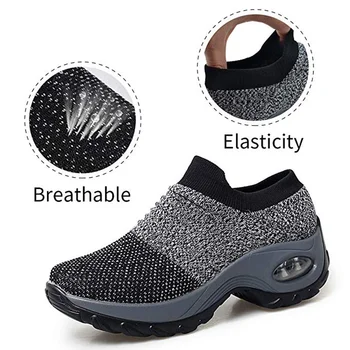 Pantofi Femei Casual Adidasi Alunecare pe Pantofi de Mers pe jos de Moda Ciorap Adidași Respira Plasă de Confort Pană Platforma Mocasini Dimensiune 35-42
