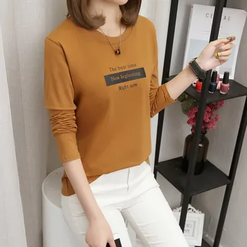 2020 Nou Primavara Toamna Femei cu Maneci Lungi T-shirt Moda coreeană Amuzant Scrisoare de Imprimare Casual tricou Femei Kawaii Student T-shirt