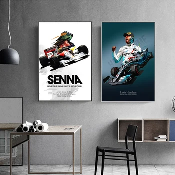 Ayrton Senna Ferrari F1 Mclaren Lewis Hamilton Formula1 Postere Si Printuri 2020 Masina De Curse De Perete De Arta Canvas Acasă Living Decorul Camerei