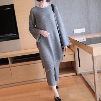 Două Bucata Pulover Seturi 2019 Toamna Tinuta de Iarna coreean Costum Tricotate Epocă Pulover Tricot Set +Pantaloni Largi Seturi de 2 buc AA4513