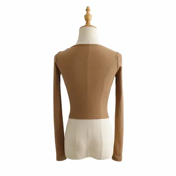 2021 Bază Gât Pătrat toamna Pulover Pulover Femei Femei Tricotate pulover slim cu maneca lunga badycon Top Chic
