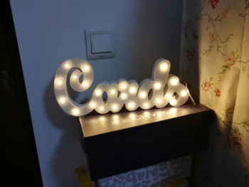Litere de lemn Alfabet Lampă cu LED-uri Semn Marquee Lumina de Noapte LED-uri Cresc Light Decor de Perete Pentru Dormitor Nunta Ornamente Lumini
