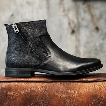 Yomior Din Piele A Subliniat Toe Pantofi Pentru Bărbați Toamnă Britanic Rochie Formale Glezna Cizme De Designer De Lux Negru Chelsea Cizme