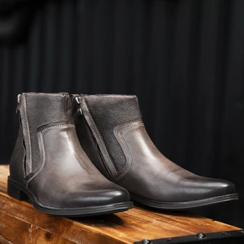 Yomior Din Piele A Subliniat Toe Pantofi Pentru Bărbați Toamnă Britanic Rochie Formale Glezna Cizme De Designer De Lux Negru Chelsea Cizme