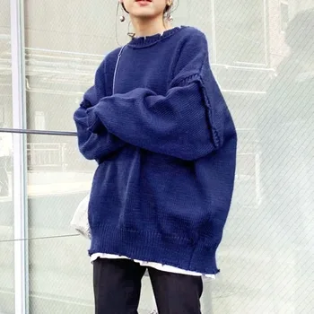 2020 Japonez Stil Nou de Toamnă cu Două porți Tricotate Cardigan Cu Margine Prime Personalitatea Simplu Și la Modă pentru Femei Pulover Vrac