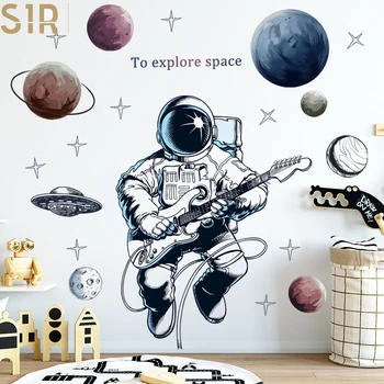 Spațiu, Astronaut Autocolante de Perete pentru Camera Copii Boy Camera de Decorare Planete Perete Decalcomanii Autocolante Decorative Dormitor Murală Tapet