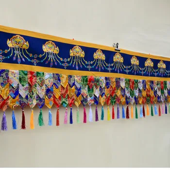 5 Metri lungime cu Ridicata Budist supplie Budismul familie Templu de bun augur Broderie peretele de Închidere cortina draperii Tapiserie