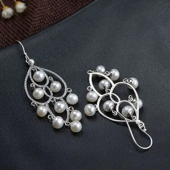 Argint 925 Naturale Perle Picătură Cercei pentru Femeile Fete Trendy Aniversarea Lung Cercei Moda Bijuterii Cadouri
