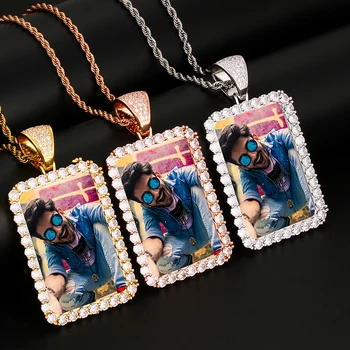Piața Medalioane Personalizate Foto Colier Pandantiv Personalitate Gravare Nume Lanț Pandantiv Zircon Cubic Pentru Bărbați Bijuterii Hip Hop