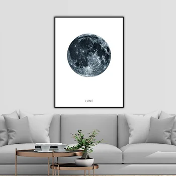 Neînrămate Nordic Pictura Peisaj Artă Panza de Imprimare Lune & Pământ Perete Poster de Arta de Perete pentru Camera de zi Dormitor Decor Acasă Imagine