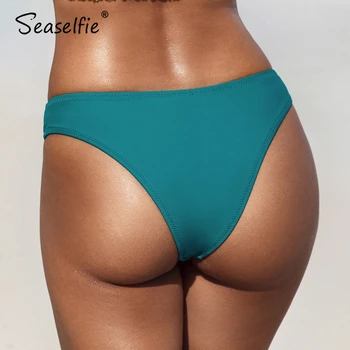 SEASELFIE Sexy Teal Mare-se taie partea de Jos Bikini Femei Boxeri Separate Jos de sex Feminin Chilotei 2021 Singură baie talie Joasa Scurt, costume de Baie