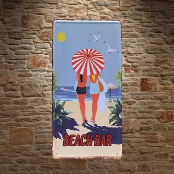 1 buc Mare surfing summer beach bar plăci Plăci de Tablă Semne de perete peștera Decoratiuni Metalice de Artă de Epocă Poster