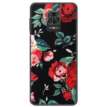 Pentru Xiaomi Redmi Notă 9S Caz de Flori de Relief Negru Silicon moale de Telefon Capacul din Spate Pentru Xiomi Redmi Nota 9 Pro Note9 9 S 9Pro Cazuri