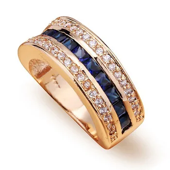 De lux și rafinat S925 două-ton albastru principala piatră pătrat geometrice bijuterii doamnelor logodna cadou de nunta inel
