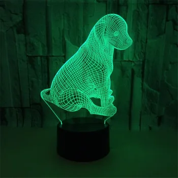 Câinele LED 3D Lumina de Noapte Drăguț Câine Creative RGB Masă Lampă de Birou de la Distanță Touch Decor Lampara Dormitor Copil Cadou Decor 3D de Iluminat