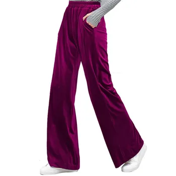 Femeile Anglia Stil Catifea Pantaloni Drepte 2020 Toamna Pantaloni Lungi Solidă Talie Mare Velur Pantaloni Plus Dimensiune M-7XL