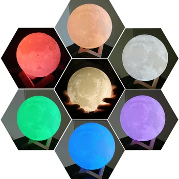 Noua Navă 3D de Imprimare Luna Lampă 24cm 20cm 15cm Colorate Schimba Touch USB Led Lumina de Noapte Decor Acasă Cadou Creativ