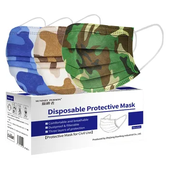 50 Bucăți/Cutie Masca Unisex Camuflaj De Unică Folosință, 3-Straturi De Design Respirabil Masca De Fata Moda Masque Mascarilla