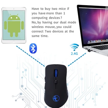 Jeleu Pieptene Reîncărcabilă Silent Mouse Bluetooth Modul Dual Bluetooth Wireless 2.4 g pentru Soareci Laptop PC Gaming Mouse