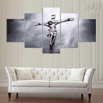 HD Tipărite Moderne Pictura Pe Canvas 5 Piese/Buc Isus Cruce Modular Imagine Arta de Perete Decor Acasă Postere Cadru Living