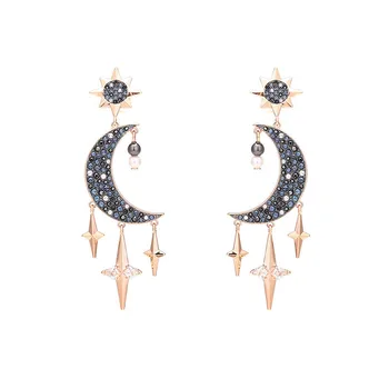 De înaltă calitate SWA noua moda unic sălbatice stele și luna pearl cercei stea de sex feminin și luna formă femei cercei bijuterii