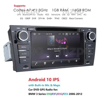 Android de 10 In Bord Masina Radio Stereo Multimedia Player pentru BMW E90 E91 E92 E93 cu wifi, BT, GPS de Navigare Unitate Cap OBD2 DVR RDS