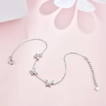 2021 Noi Argint 925 Link-ul Lanț Fluture Cristal Brățară Farmec &Brățară Pentru Femei Bijuterii de Nunta sl163