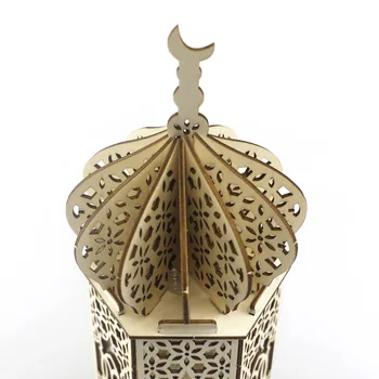 Sărbătoare musulmană Luminile Islamului Ramadan Eid Lumini Cutie din Lemn de Lumină Asambla LED Felinar Lampa de Noapte Acasă Decoratiuni Exterioare