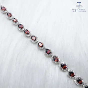 TBJ,Elegant naturale de piatră prețioasă brățară cu naturale de granat Roșu în argint 925 culoare alb pentru femei cu cutie de cadou