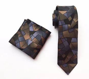 8cm Oameni de Marcă Legături Seturi Elegante Model Geometric de Înaltă Calitate Țesute cu Cravata, Batista Seturi