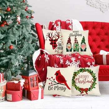 De crăciun, Pernă Acoperă, Pernă Fermă Caz pentru Canapea extensibilă de 18 x 18 Cm In Set De 4