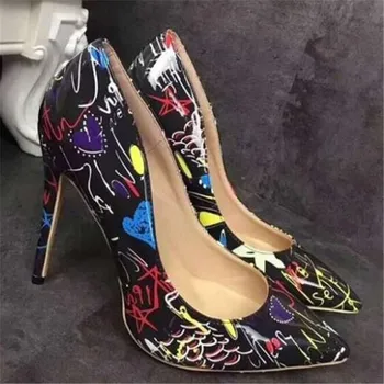 2019 Femei Pantofi Subliniat Toe Pompe de Brevete din Piele Rochie Albă 11.5 CM Tocuri Barca Pantofi Nunta, Pantofi de Zapatos Mujer