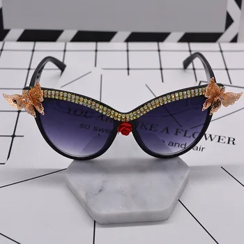 MINCL/moda femei ochelari de soare pentru femei cat supradimensionate fluture ochelari de soare pentru femei ochelari de moda de lux petrecere negru LXL