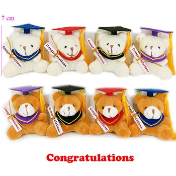 10 buc/lot, felicitări ,7cm pluș absolvire teddy bear breloc, umplute de absolvire ursulet, cadou de absolvire,